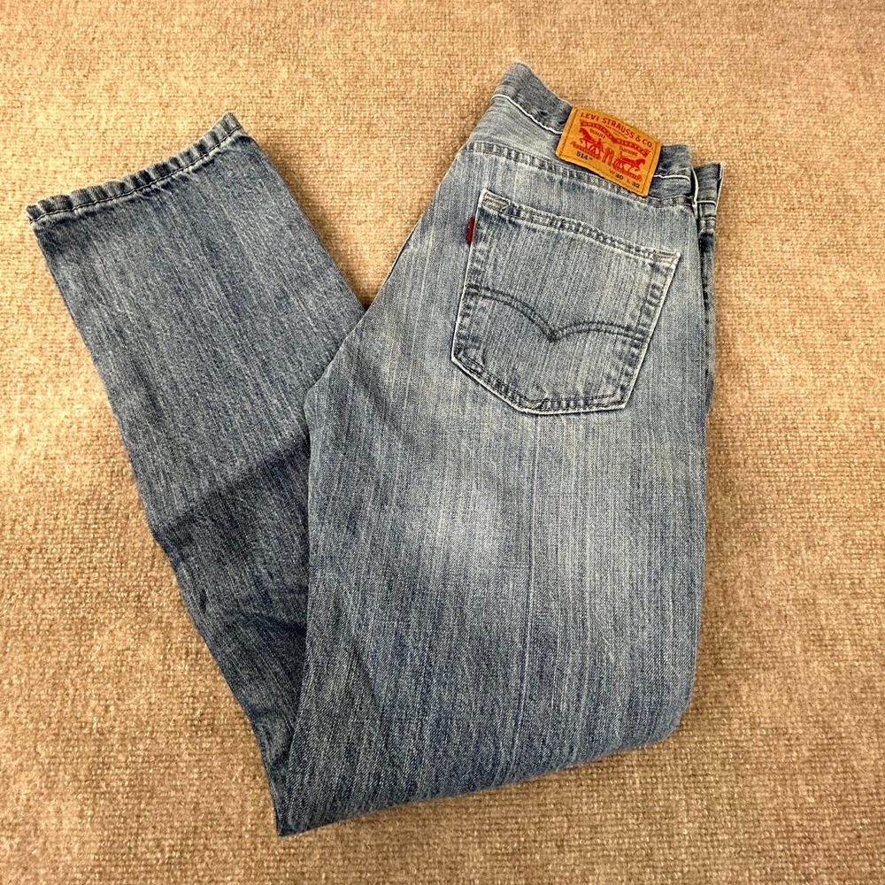 Levi's 514 Jeans Mens 30x32 Blue Denim Cotton Medium Wash Mid Rise Straight Leg